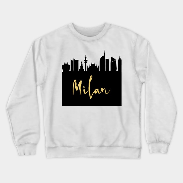 MILAN ITALY DESIGNER SILHOUETTE SKYLINE ART Crewneck Sweatshirt by deificusArt